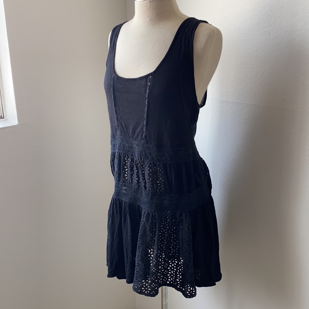 Free People Black Boho Sleeveless Dress L - image 3